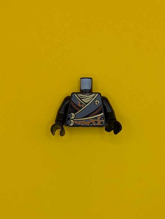 Torso Ninjago Robe with Gold Buckles and Earth Power Emblem Pattern / Black Arms / Black Hands 973pb1572c01 Lego