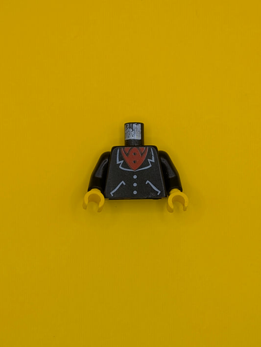Torso Suit with White Lapels, Pockets, Buttons, Red Undershirt Pattern / Black Arms / Yellow Hands 973p22c01 Lego