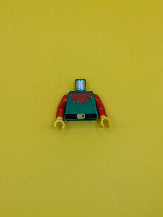 Torso Castle Forestman with Red Collar, Black Belt, and Yellow Buckle Pattern / Red Arms / Yellow Hands 973p48c01 Lego