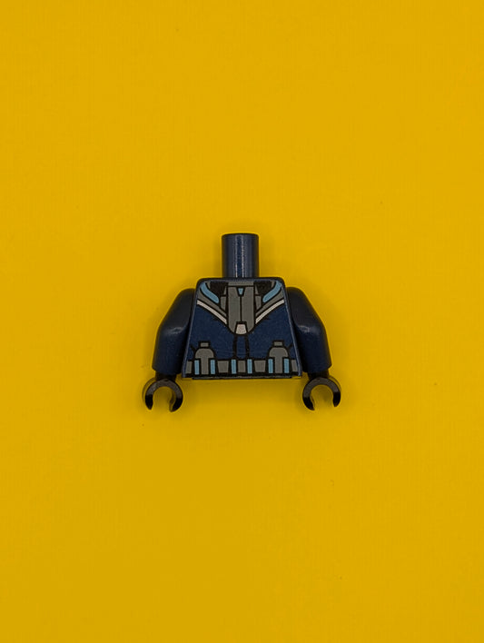 Torso Batman Logo in Medium Blue Oval with Body Armor and Dark Bluish Gray Belt Pattern / Dark Blue Arms / Black Hands 973pb1647c01 Lego