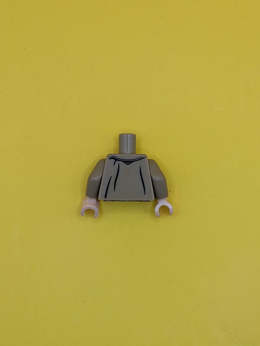 Torso Trench Coat Open over Dark Bluish Gray Jacket with Straps and Zipper, Silver and Copper Buckles Pattern / Dark Tan Arms / Light Nougat Hands 973pb3251c01 Lego