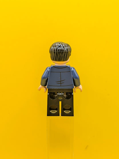 Harry Potter hp346 Dark Blue Open Jacket over Gryffindor Cardigan Sweater, Black Legs Harry Potter Lego Minifigure
