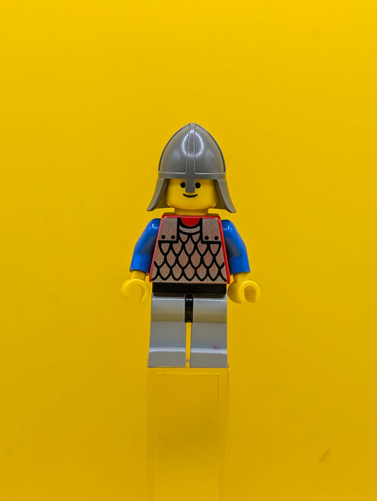 Scale Mail cas160 Red with Blue Arms, Light Gray Legs with Black Hips, Dark Gray Neck-Protector Castle Lego Minifigure