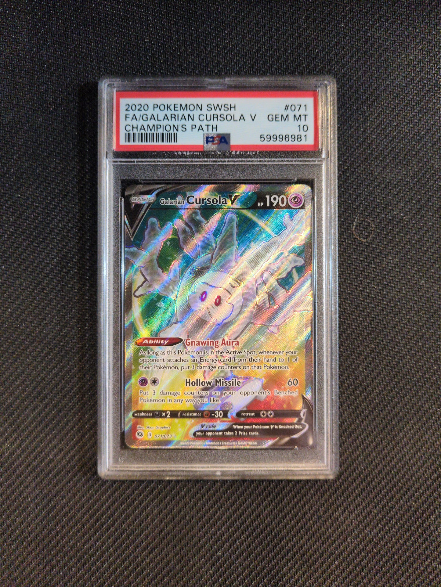 #071/073 Galarian Cursola V Champion's Path PSA 10
