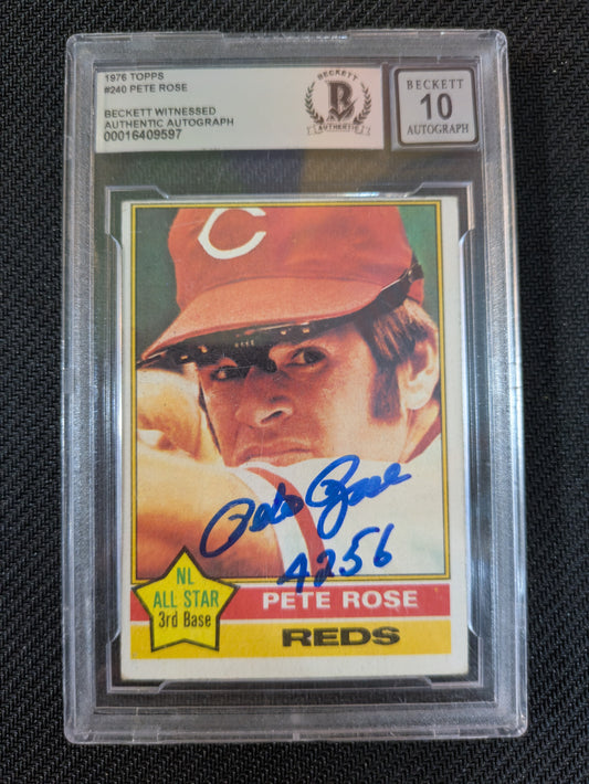 #240 Pete Rose 1976 Topps In Person Autograph BGS Auto 10