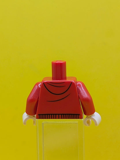 973pb3231c01 Torso Hoodie with Zipper, Light Nougat Neck, White Shirt with Red and Blue Stripes Pattern / Red Arms / Light Nougat Hands Lego