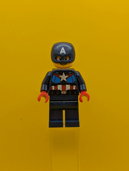 Captain America sh1093 Dark Blue Suit with Dark Blue Belt, Red Hands, Helmet Marvel Lego Minifigure