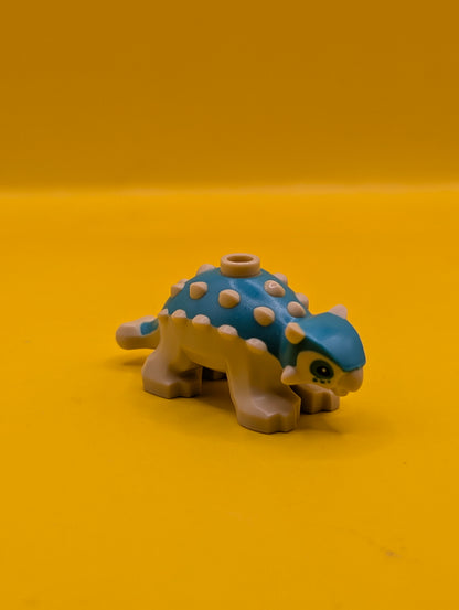 Dinosaur Ankylosaurus 67443pb02 Baby with Dark Turquoise Back and Black Eyes Pattern Jurassic World Lego Minifigure