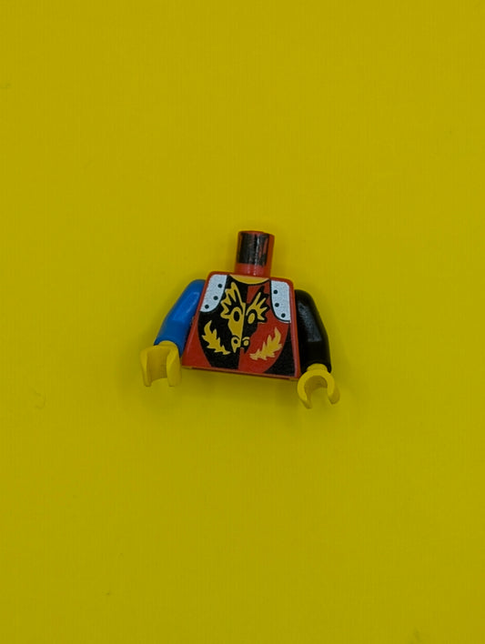 Torso Castle Dragon Knights Dragon Face breathing Fire Pattern / Black Arm Left / Blue Arm Right / Yellow Hands 973pb0074c02
