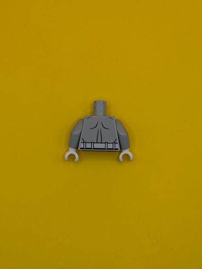 973pb1294c01 Torso Batman Logo in White Oval with Muscles and White Belt on Front and Back Pattern / Light Bluish Gray Arms / White Hands Lego Part