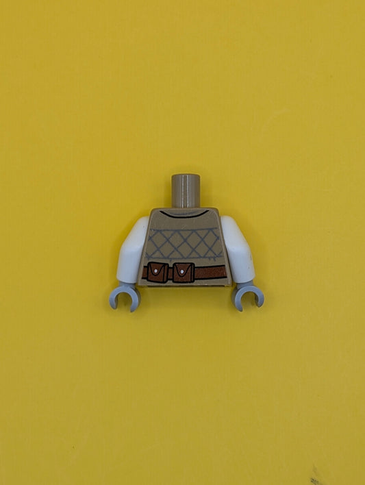 Torso Coat, Silver Badge with Red and Blue Trim, Dark Bluish Gray Mesh, Reddish Brown Belt Pattern / White Arms / Light Bluish Gray Hands 973pb4503c01 Lego