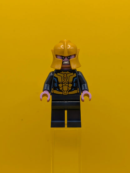 Thanos sh1094 Minifigure, Dark Blue and Gold Outfit, Dark Blue Arms, Medium Lavender Hands, Helmet Marvel Lego Minifigure