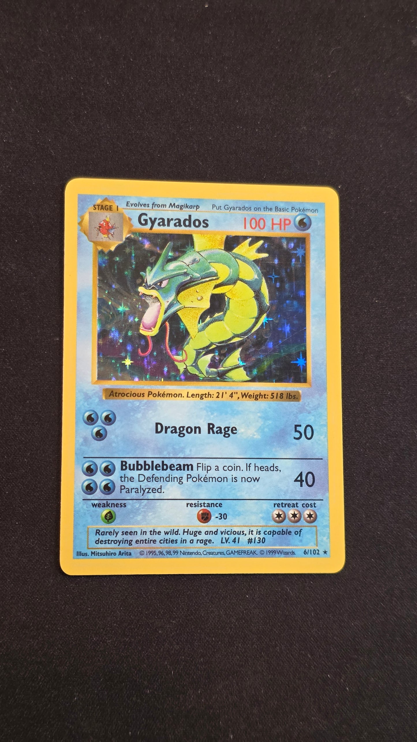 Gyarados (Shadowless) #6/102 -Base Set
