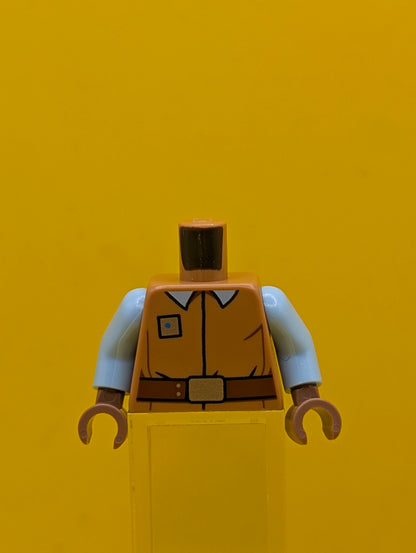 973pb5421c01 Torso SW Uniform Shirt with Bright Light Blue Collar and Silver Square Badge, Reddish Brown Belt with Buckle Pattern / Bright Light Blue Arms / Medium Brown Hands Lego