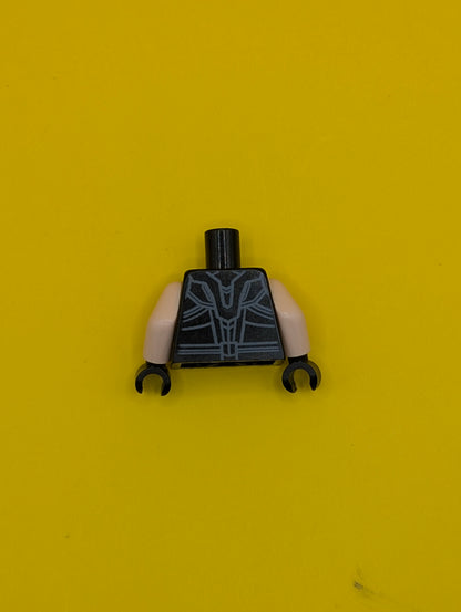 Torso Armor with 6 Metallic Light Blue, Bright Light Blue and White Circles, Dark Bluish Gray Contour Lines Pattern / Light Nougat Arms / Black Hands 973pb3058c01 Lego