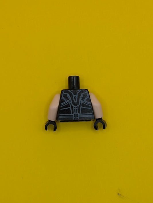 Torso Armor with 6 Metallic Light Blue, Bright Light Blue and White Circles, Dark Bluish Gray Contour Lines Pattern / Light Nougat Arms / Black Hands 973pb3058c01 Lego
