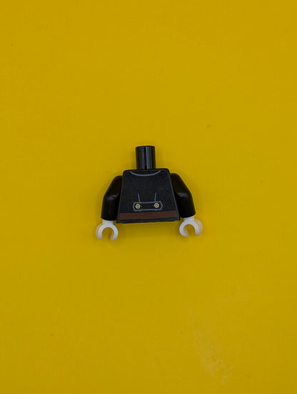 973pb3302c01 Torso Fire Uniform 8 Gold Buttons and Brown Belt Pattern / Black Arms / White Hands Lego Part