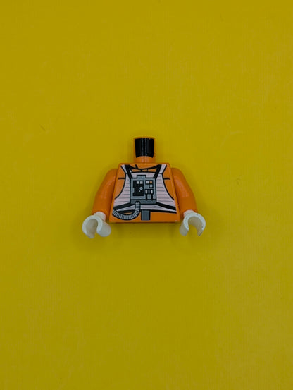 Torso SW Rebel Pilot with Black Belt with Buckle on Back Pattern / Orange Arms / White Hands 973pb1316c01 Lego
