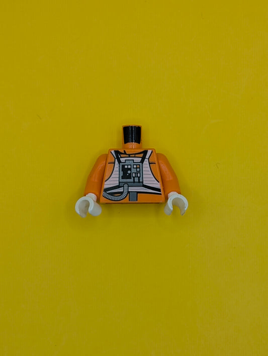 Torso SW Rebel Pilot with Black Belt with Buckle on Back Pattern / Orange Arms / White Hands 973pb1316c01 Lego