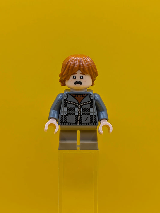 Ron Weasley hp496 Dark Bluish Gray Plaid Jacket, Dark Tan Short Legs Harry Potter Lego Minifigure