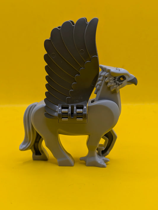 Hippogriff buckbeakc02 Dark Bluish Gray Wings with Dark Bluish Gray Beak and Eye Patches, White Feathers and Bright Light Orange Eyes Pattern (HP Buckbeak) Harry Potter Lego Minifigure