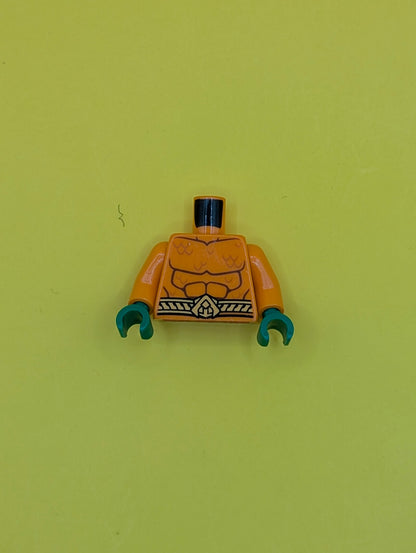 Torso Wetsuit with Reddish Brown Muscle Contours, Dark Orange Scales, Bright Light Orange Belt on Front and Back Pattern / Orange Arms / Green Hands 973pb1295c01 Lego