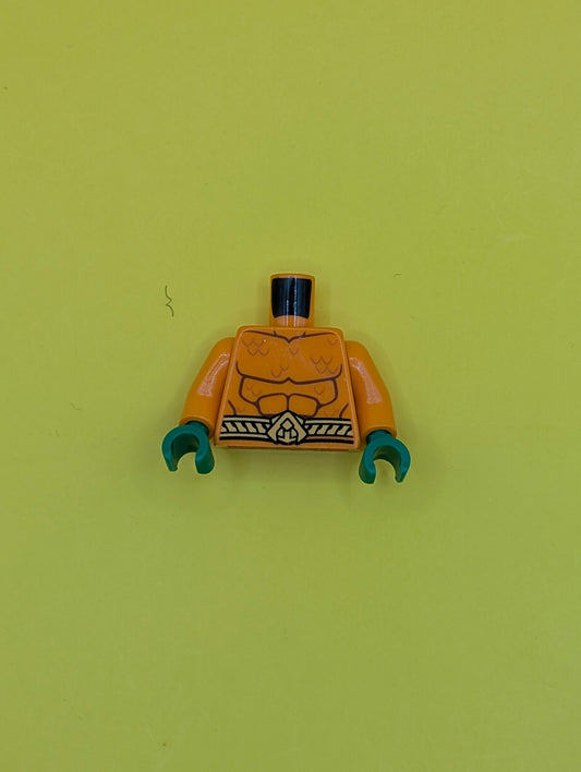 Torso Wetsuit with Reddish Brown Muscle Contours, Dark Orange Scales, Bright Light Orange Belt on Front and Back Pattern / Orange Arms / Green Hands 973pb1295c01 Lego