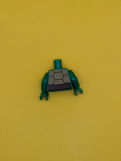 Torso Tan and Dark Tan Turtle Shell with Crack, Dark Brown Belt Pattern / Green Arms / Green Hands 973pb1342c01 Lego