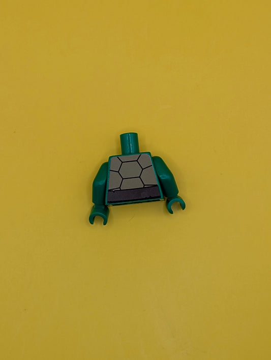 Torso Tan and Dark Tan Turtle Shell with Crack, Dark Brown Belt Pattern / Green Arms / Green Hands 973pb1342c01 Lego
