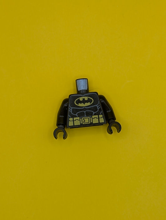 Torso Batman Suit with Bat in Yellow Oval Logo, Utility Belt with Pouches, Dark Bluish Gray Muscles Outline Pattern / Black Arms / Black Hands 973pb0982c01 Lego
