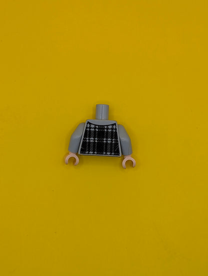 Torso Hoodie Plaid over Dark Red Shirt Pattern / Light Bluish Gray Arms / Light Nougat Hands 973pb3218c01 Lego