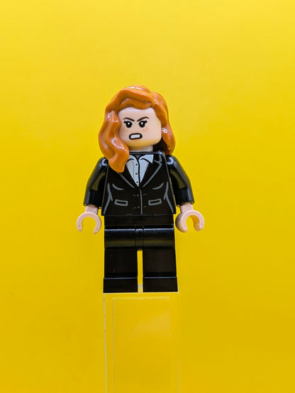 Pepper Potts sh0926 Black Suit, Dark Orange Hair over Shoulder Marvel Lego Minifigure
