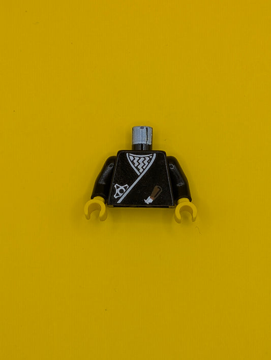 Torso Castle Ninja Wrap, Brown Dagger, Silver Star, Silver Zigzags Pattern / Black Arms / Yellow Hands 973px11c01 Lego