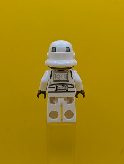 Imperial Stormtrooper sw1326 Female, Dual Molded Helmet with Light Bluish Gray Panels on Back, Shoulder Belts, Medium Brown Head Star Wars Lego Minifigure