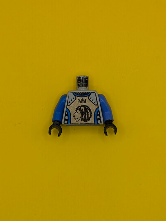 Torso Castle Knights Kingdom II Lion with Crown Pattern / Blue-Violet Arms / Black Hands 973pb0346c01 Lego
