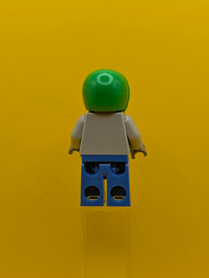 Plain Light Bluish Gray Torso twn149 Blue Legs, Bright Green Hood City Lego Minifigure