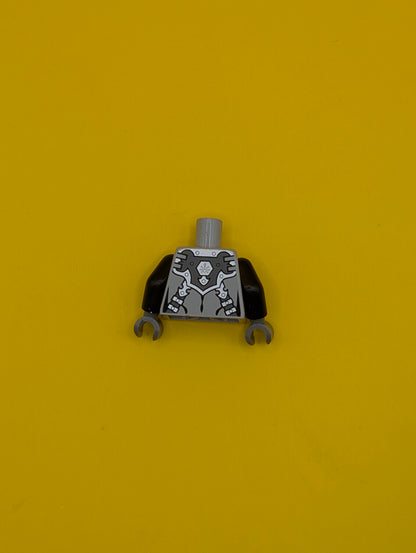 973pb1633c01 Torso Chima Silver Armor with Straps and Blue Round Jewel (Chi) Pattern / Black Arms / Dark Bluish Gray Hands Lego Part