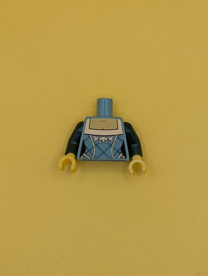 Torso Castle Kingdoms Female Corset with Gold Trimmed Front and Rectangular Neckline Pattern / Dark Green Arms / Yellow Hands 973pb1032c01 Lego