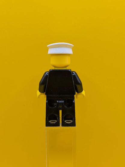 Police cty0005a City Suit with Blue Tie and Badge, Black Legs, White Hat, Black Eyebrows, Thin Grin Lego Minifigure