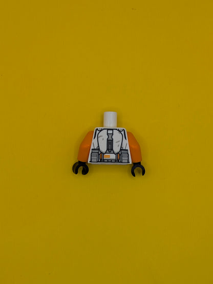 Torso SW Armor Clone Trooper Commander with Light Bluish Gray and Orange Markings and Belt with Boxes Pattern (Cody) / Orange Arms / Black Hands 973pb4851c01