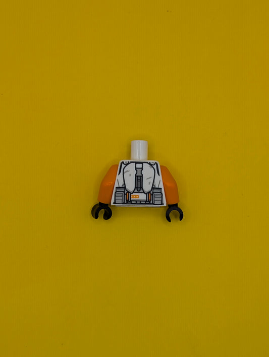 Torso SW Armor Clone Trooper Commander with Light Bluish Gray and Orange Markings and Belt with Boxes Pattern (Cody) / Orange Arms / Black Hands 973pb4851c01