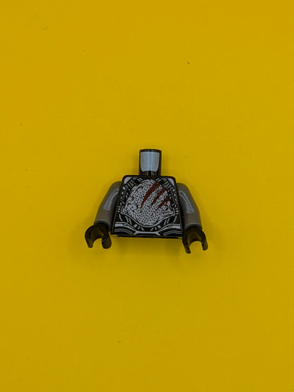 Torso Armor with Silver Exoskeleton and Dark Red Claw Scratch Marks Pattern / Dark Bluish Gray Arms / Black Hands 973pb1730c01 Lego
