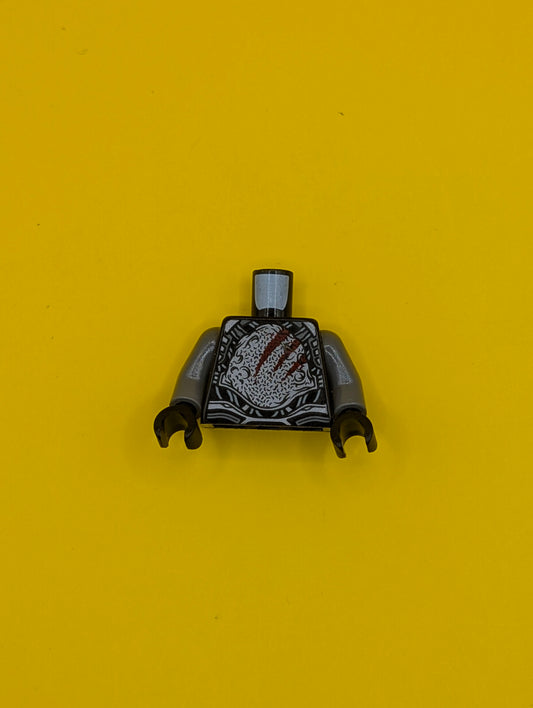 Torso Armor with Silver Exoskeleton and Dark Red Claw Scratch Marks Pattern / Dark Bluish Gray Arms / Black Hands 973pb1730c01 Lego