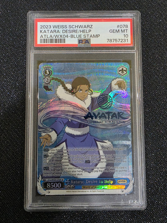 #078 Katara: Desire to Help Weiss Shwarz Blue Stamp PSA 10