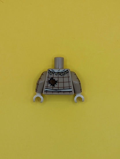 Torso Plaid Button Shirt with Straw, Wheat Spike in Pocket, Patches and Rope Belt Pattern / Dark Tan Arms with Plaid Shirt Pattern / Tan Hands 973pb1513c01 Lego