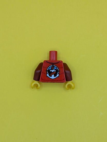Torso Jacket with Pockets and Radio over Dark Red Sweater, Deep Sea Logo with Anchor and Tentacle on Back Pattern / Dark Red Arms / Yellow Hands 973pb2061c01 Lego