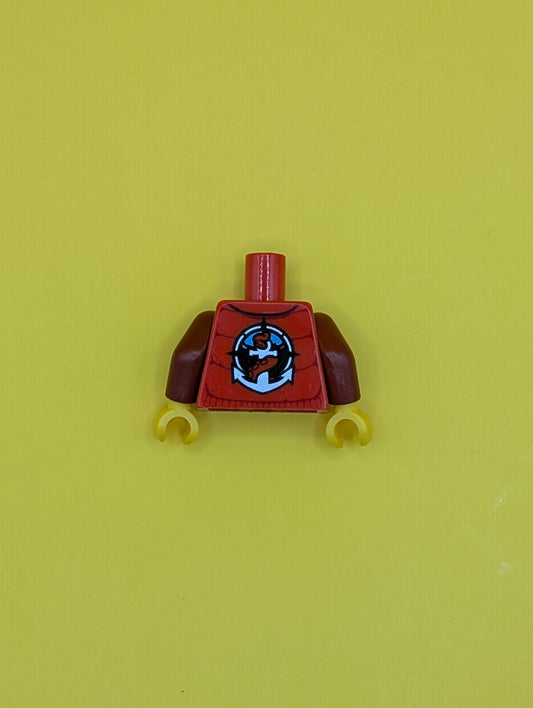 Torso Jacket with Pockets and Radio over Dark Red Sweater, Deep Sea Logo with Anchor and Tentacle on Back Pattern / Dark Red Arms / Yellow Hands 973pb2061c01 Lego
