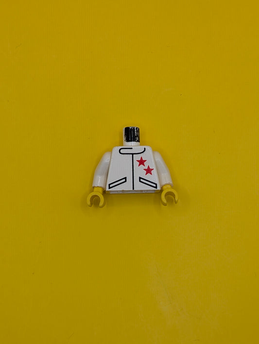 Torso Racing Jacket with 2 Red Stars Pattern / White Arms / Yellow Hands 973px124c01 Lego
