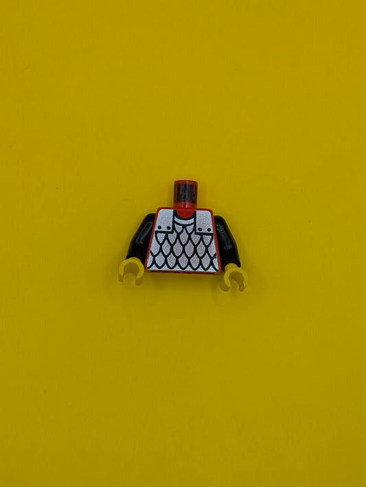 Torso Castle Silver Scale Mail Armor Pattern / Black Arms / Yellow Hands 973p41c01 Lego