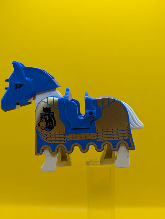 Horse 4493c01pb04 Black Eyes, White Pupils and Dark Orange Bridle Pattern With Armor Castle Lego Minifigure